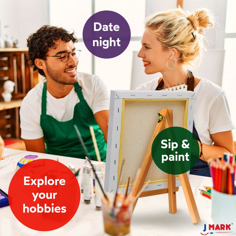 J MARK Painting Kit Includes Acrylic Paint Set, 8 x 10 in. Canvases, Brushes, Palette and More - Image 3